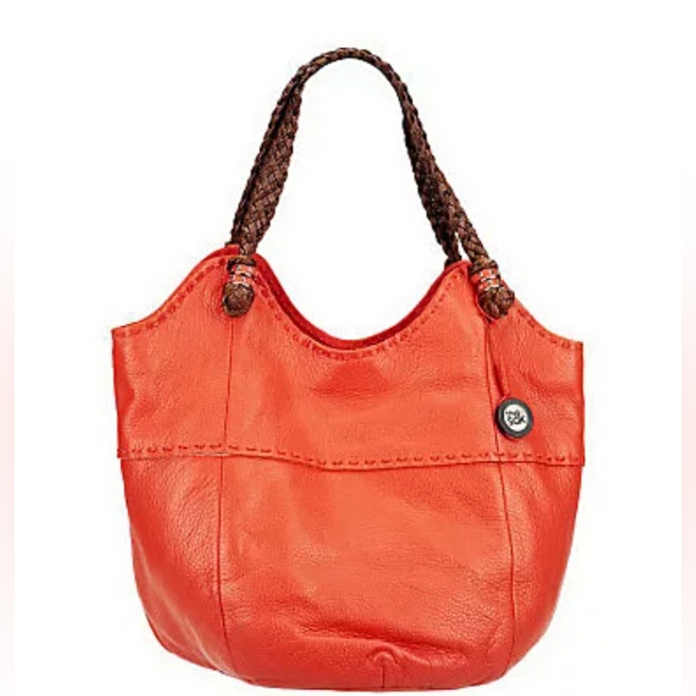THE SAK Coral Orange Pebble Leather Shoulder Bag